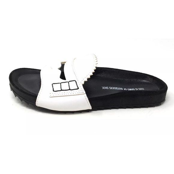 🔥 BAND OF OUTSIDERS East Dane Women's Size 38 White Leather Shower Slides Shoes - Picture 1 of 10